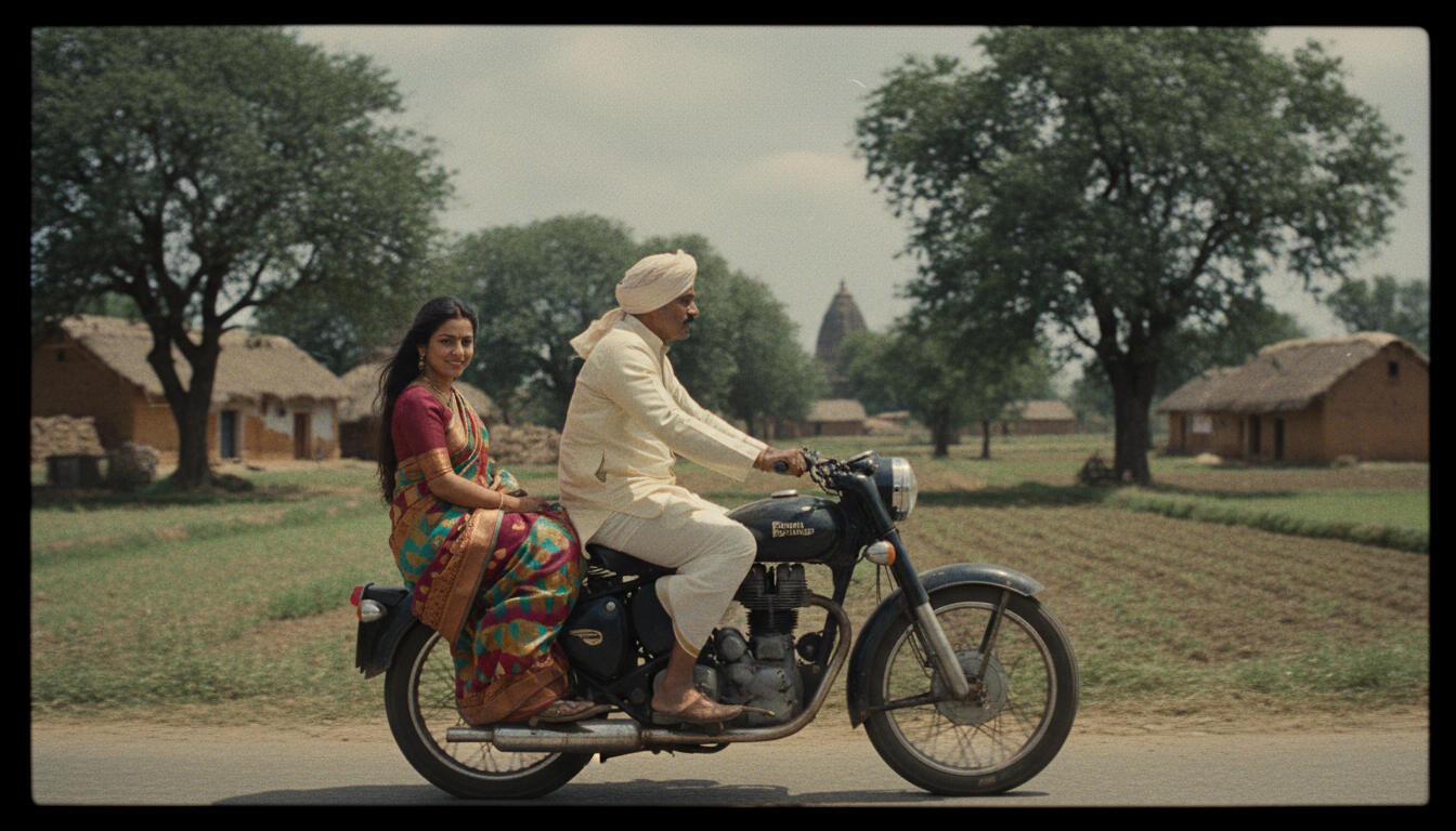 Man & Woman On Motorcycle